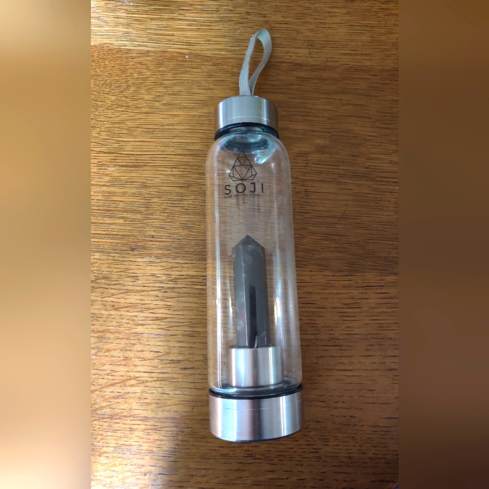 Soji Clear Glass Water Bottle with Crystal